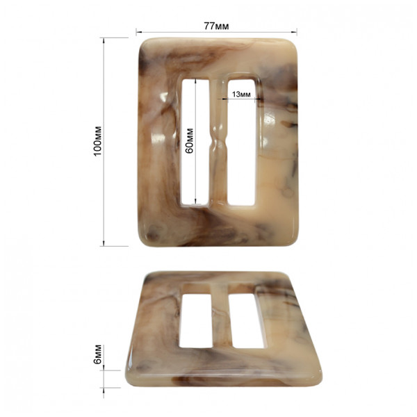 Пряжка пластик, 6см, цвет св.коричневый